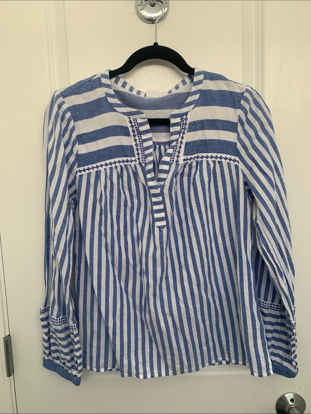 Blue & White Striped Women's Pullover Top